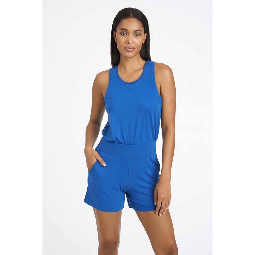 SWEATY BETTY Gary Sleeveless Romper Blue Large